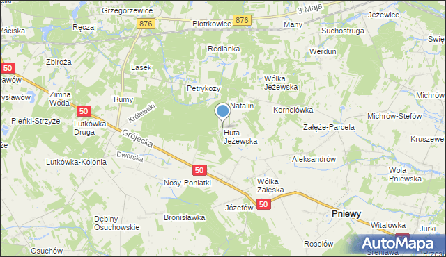 mapa Huta Jeżewska, Huta Jeżewska na mapie Targeo